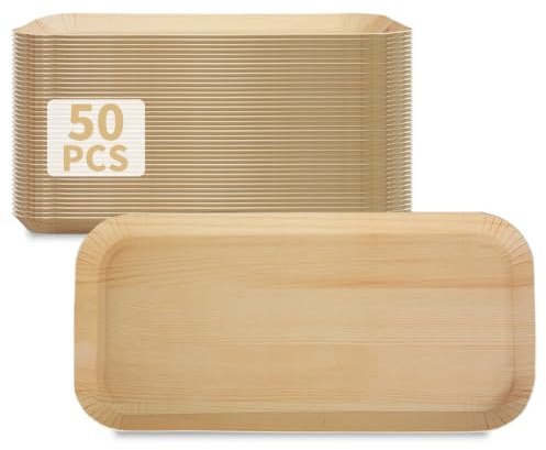 Cherypick Paper Plates 10.47 in, 50 Pack Wood Grain Disposable Dinner Plates, Heavy Duty, Microwave Safe, Cut Resistant and Soak Proof for Parties, BBQs, Picnics and Catering