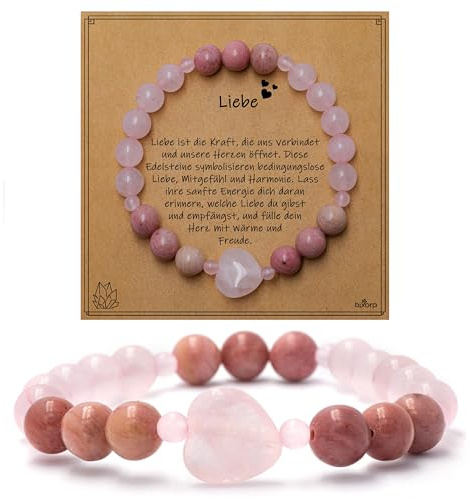 Bixorp Edelstein-Perlenarmband auf Geschenkkarte - Verschiedene Längen mit 8mm Perlen - Handgefertigtes Armband in Geschenkverpackung