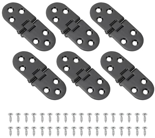 QUARKZMAN 6 Piezas De Bisagras Plegables Ocultas 3.11 x 1.18 Bisagras Planas De Aleación De Zinc 180 Grados Para Mesa De Madera Puerta De Gabinete De Cocina Negro
