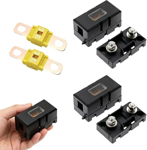 2 Pièces Porte Fusible Voiture ANS & 2 Midi 60 A, Fusibles Midi Boulonnés Haute Conductivité, Porte Fusible 12V-58V Etanche, Fusibles À Courant Élevé pour Voitures, Camions, Caravanes, Véhicules
