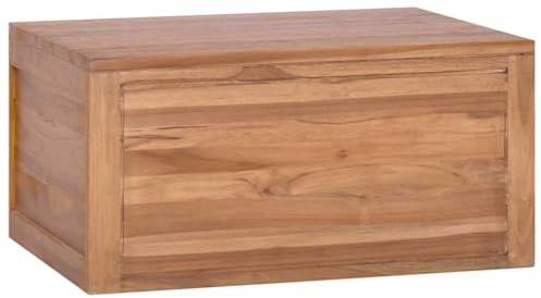 mtlskopl Mobile sottolavabo da 60 x 45 x 30 cm, in legno massello di teak, mobile da bagno sospeso, per lavabo da appoggio, mobile da bagno a parete, senza apertura, colore naturale
