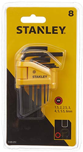 STANLEY 0-69-251 - Set di 8 chiavi esagonali maschio (brugola) piegate corte