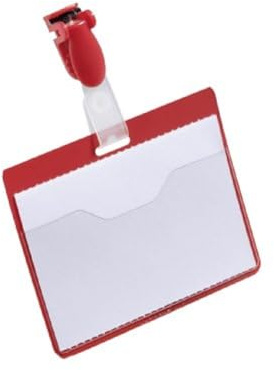 Durable Namensschild (mit Clip, 60 x 90 mm, Kunststoff) Packung à 25 Stück, rot, 810603 | Aus Kunststoff mit drehbarem Clip, offene Hülle für schnellen Einlagenwechsel, passend für Einsteckschilder Artwork 1456