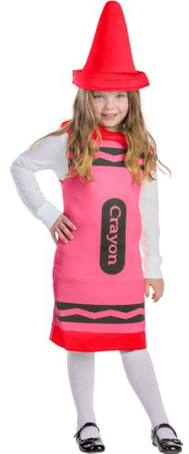 Dress Up America Buntstift-Kostüm für Kinder – Rotes Buntstift-Kostüm für Mädchen und Jungen – Tolles Rollenspiel-Kostüm-Set