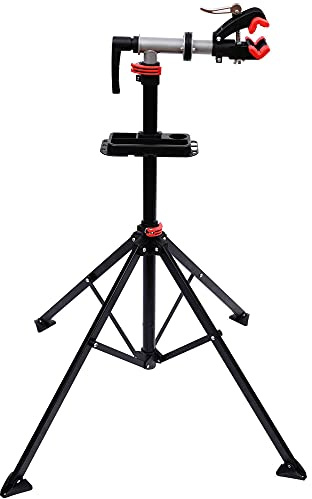 HOMCOM Bicicletas Soporte de Pie 109-180cm Reparación Bicicletas con Bandeja Herramientas Bici Carga 30 kg