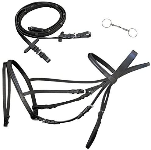 vidaXL Trense Trensenzaum Ledertrense + Zügeln Gurtzügel Trensengebiss Full WB