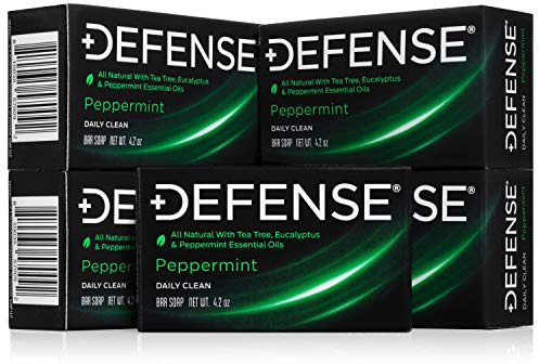 Defense Soap 5pk All Natural Peppermint Bar Soap for Men | Made by Wrestlers with Tea Tree Oil & Eucalyptus Oil to Promote Healthy Skin