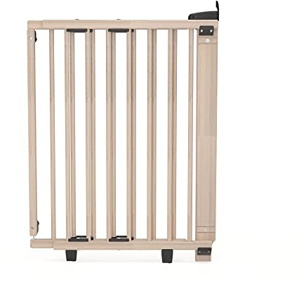 Geuther 2732+ schwenkbares Türschutzgitter Passung 58 cm - 105 cm TÜV/GS zertifiziert Türgitter zum Bohren extra hohes Babygitter stufenlos einstellbar Sicherheitsverschluss Natur