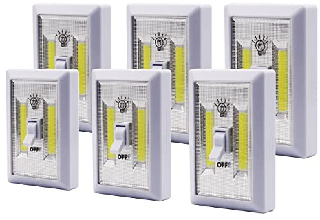 LINLUX Battery Operated Switch LED Lights, Portable Tap Light, Push Closet Light, COB LED Cordless Night Lights, Touch, Wall Mount Under Cabinet, Shed, Kitchen, Garage, Attic, RV(6 Pack)