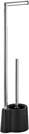 WENKO Stand WC-Garnitur Avola Schwarz - WC-Bürstenhalter, Polypropylen, 13 x 70 x 16 cm, Schwarz