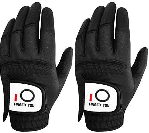 Guanti da golf da uomo, mano sinistra, per destrorsi, con presa resistente alle intemperie, confezione da 2, guanti da golf da uomo, Relaxgrip, per il caldo e il bagnato, colore bianco nero,