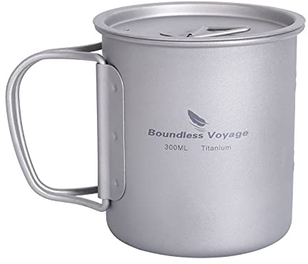 Boundless Voyage Outdoor 750ml 800ml 1100ml 1300ml Titantopf mit Deckel Folding Bail Griff Camping Wandern Picknick Ultraleicht tragbare Wasserflasche Tasse Becher Spork Set