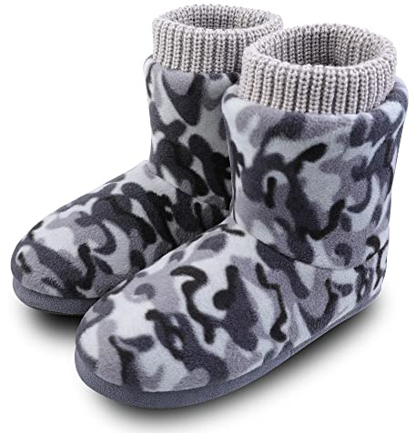 MIXIN Women's Comfort Warm Faux Fleece Fuzzy Ankle Bootie Slippers Plush Lining Slip-on House Shoes Anti-Slip Sole Indoor/Outdoor