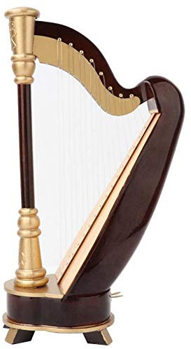Modello di arpa in miniatura, modello di arpa da 9,8 pollici ornamenti in miniatura di strumenti in legno con custodia per strumenti musicali arpa ornamento per la decorazione della tavola