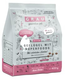 GRAU – das Original – Trockenfutter für Katzen - Kitten - Geflügel mit Superfoods, 1er Pack (1 x 400 g), glutenfrei, für Kitten