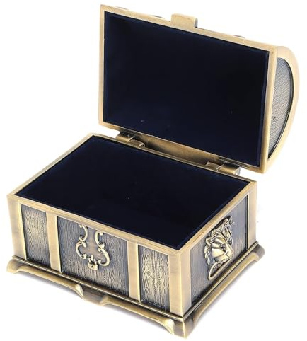 Antik Schmuckkästen, 2.7 x 1.9 x 2.0in Schmuckkästchen Aus Metall Rechteck Aufbewahrung Box Retro Schatztruhe Vintage Metallstich Aufbewahrung Schmuckkästen Erinnerung Geschenkhalter Für Ring (S)