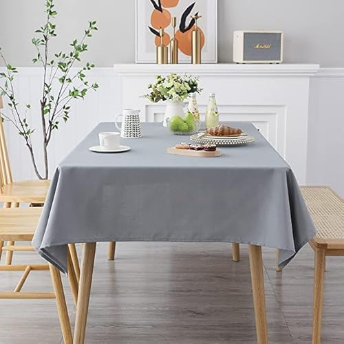 LivinEase Tischdecke 140 x 240 cm – Grau Rechteckige Tischdecke aus Baumwollmischung 250 g/m² für 6- bis 10-Sitzer-Tisch – Elegante drapierte Tischtuch für den Weihnachtstisch