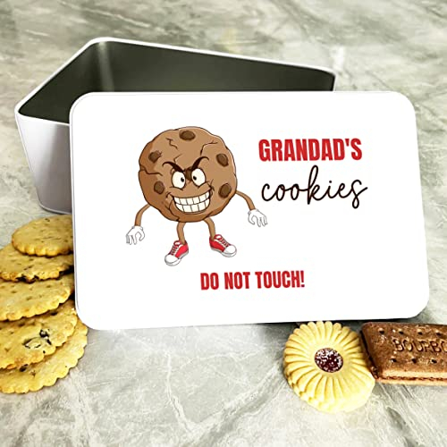Fingerprint Designs Funny Angry Cookie Grandad's Rectangle Personalised Biscuit Tin