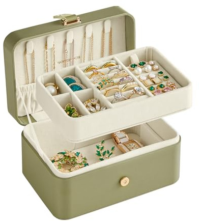 SONGMICS Travel Jewelry Organizer, 2-Layer Portable Jewelry Box Case