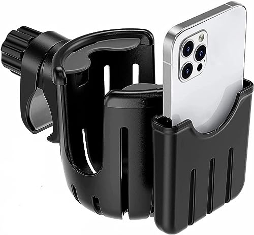 Getränkehalter Telefonhalter Becherhalter für Kinderwagen Buggy Zubehör, Kaffeehalter Fahrrad Cup Holder für Rollstühle, Gehhilfen, Fahrräder und Roller