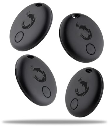 Android Tracker Tag 4 Pack, Smart Tag Bluetooth Key Finder Work with Android & iOs, Item Locator for Luggage, Bags, Wallet, Replaceable Battery, Black