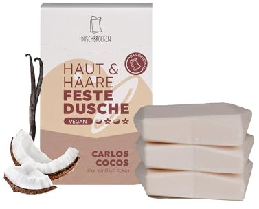 Duschbrocken 3x Cocos & Vanille Duschseife [2in1] Festes Shampoo, 300g