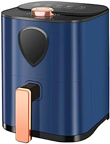 Sartén para freír al aire, freidora eléctrica automática doméstica multifuncional, temporizador de 30 minutos, olla de cocción de 5 litros, circulación de aire rápida, azul