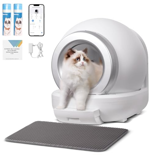 Opetdo Selbstreinigende Katzentoilette 65L Katzenklo Selbstreinigend, Unterer Eingang/APP-Steuerung Selbstreiniges Katzenklo/Sicherheitsschutz, Automatische Elektrisches Katzenklo