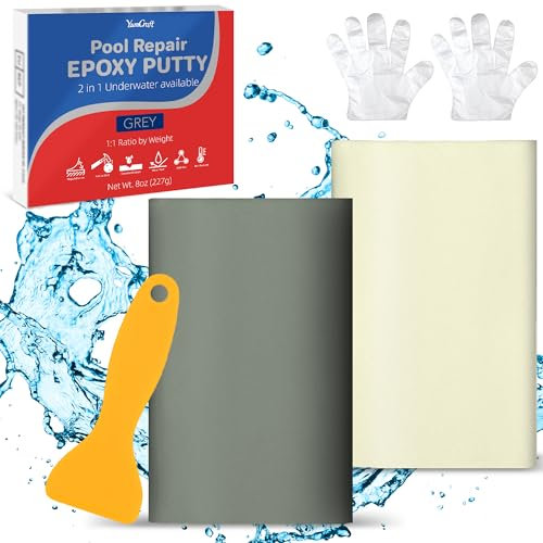 Stucco Piscina，227g Stucco Epossidico Bicomponente, Utilizzato per Riparare Perdite, Crepe, Riempimento, Incisione, per Metallo, Piastrelle in Ceramica, Può Essere Usato Sott'acqua (Grigio)