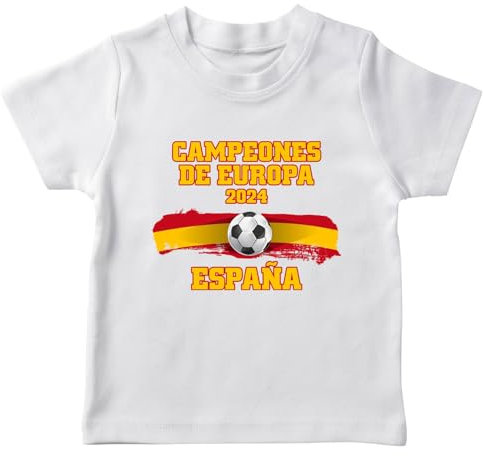 lepni.me Spanien Fußball T-Shirt für Kinder | Spanische Flagge Abzeichen Trikot | WM 2022 Meister der Europameisterschaft 2024 Top Fans (9-11 Jahre Weiß Mehrfarben)