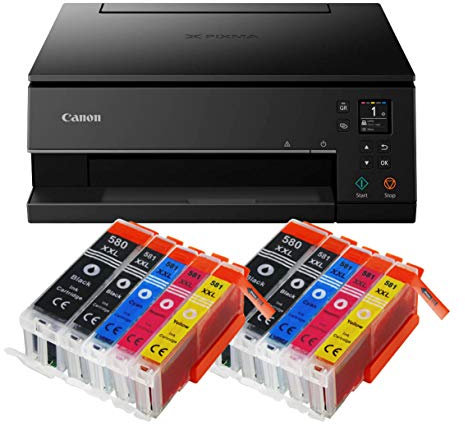 IC-Office TS6350a Farbtintenstrahl-Multifunktionsgerät All-in-One 3-in-1 (Drucker, Scanner, Kopierer, USB, WLAN, Apple AirPrint) Schwarz + 10 XXL Tintenpatronen
