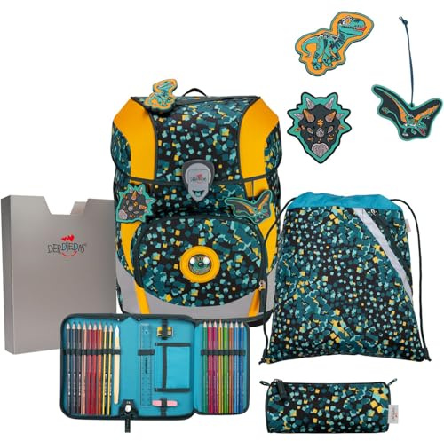 DerDieDas Schulranzen Set 5-TLG. ErgoFlex Tiny Dino Time