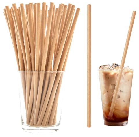 500 cannucce di carta, 19,7 cm x 6 mm, cannucce di carta, biodegradabili, adatte cannucce usa e getta in robusta carta kraft per feste, matrimoni e occasioni