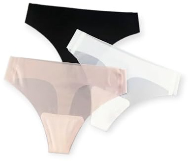Women's Seamless Thongs No Show Underwear Invisible Nylon Spandex Soft Breathable Thong Panties 3-Pack