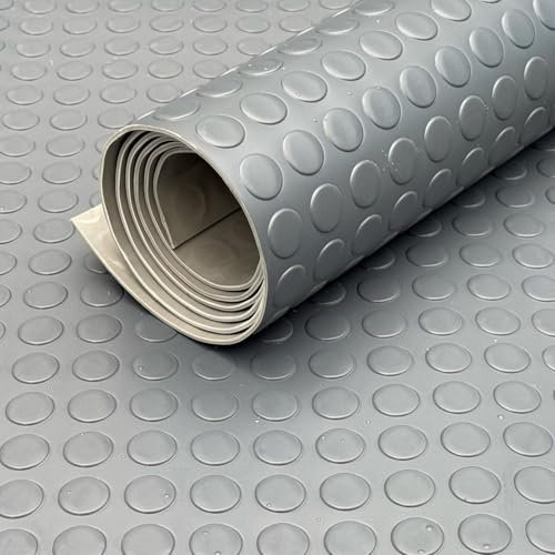 Shield Autocare 1m x 1.5m Light Grey Coin PVC Flooring Roll | Non Slip Industrial Lino Vinyl Floor Matting for Garage Work Van Heavy Duty 3mm Thick 1.5m Width