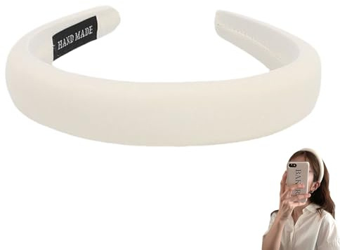 3 cm Diadema Clásica Blanco con Cinta para el Pelo, Diseño Minimalista y Elegante, Aro de Diadema Durable y Cómodo, Accesorio de Moda Versátil para Todas las Ocasiones, Circunferencia Ajustable de 37C