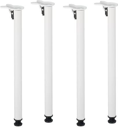 Relaxdays Gambe da Tavolo in Ferro, Set 4 Piedi Pieghevoli per Mobili, HxD 71 x 5 cm, Struttura Base Tavolini, Bianco
