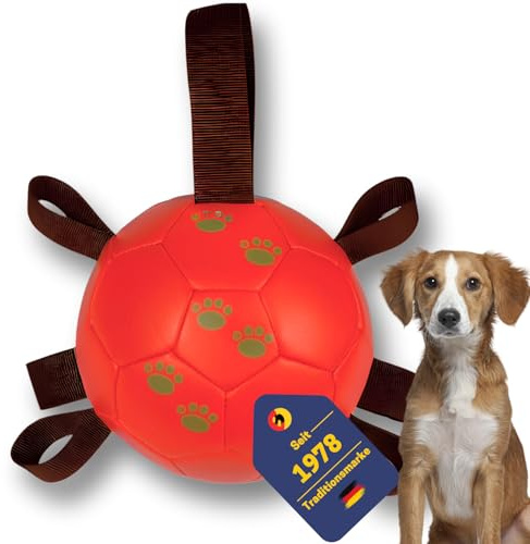 BEST SPORTING Robuster Hundeball mit Schlaufen – Für aktives Spielen, Ziehen & Kauen (Orange)