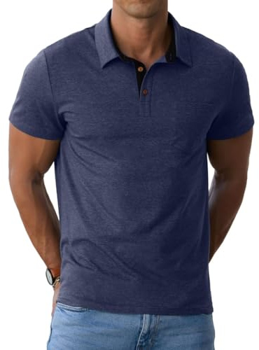 PrinStory Poloshirts Herren Kurzarm Polo Shirts Kontrastfarbe T Shirt Mit Brusttasche