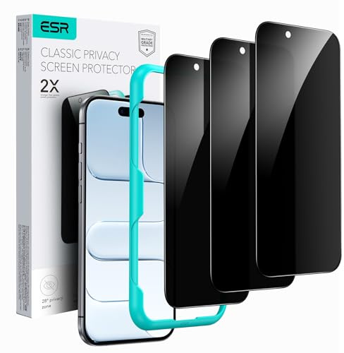 ESR für iPhone Air für Panzerglas Sichtschutz, Displayschutzfolie 3 Stück, Display Sichtschutzfolie aus gehärtetem für iPhone 17 Air Glas mit einfachem Befestigungswerkzeug, Hüllenfreundlich