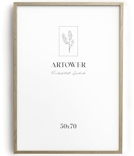Artower® Bilderrahmen für 50 x 70 cm Natur Holz Eiche Dünner Rahmen | Posterrahmen Groß für Collage | Picture Frame Oak Wood 50x70cm | Holzrahmen | Holzbilderrahmen Poster Echtholz