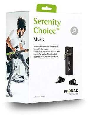 PH0NAK Serenity Choice Music Reusable Earplugs KM20, Professional Hearing Protection with Storage Case, Black
