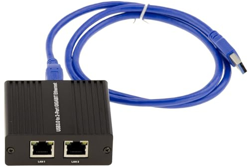 KALEA-INFORMATIQUE Cable USB 3.0 a 2 Puertos RJ45 LAN GIGABIT ETHERNET 10 100 1000 con Doble chipset ASIX AX88179