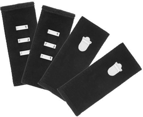 4 extensores de cintura de gancho negro con gancho de metal, extensor de botón ajustable para hombres y mujeres, jeans, faldas, pantalones, extensor de cinturón, tensor de cintura de pantalón