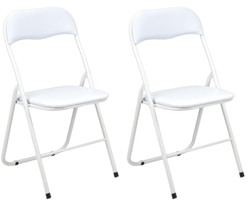 Gremium Set 2 Sedie Pieghevoli Con Cuscino In Ecopelle A Doppia Imbottitura, Seduta Ergonomica E Struttura Richiudibile Salvaspazio In Acciaio Inossidabile