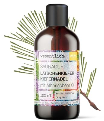 wesentlich. Saunaaufguss Latschenkiefer-Kiefernadel | intensiver Saunaduft mit 100% naturreinen, ätherischen Ölen | 100ml Braunglasflasche