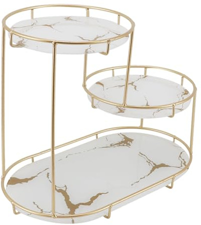 Fafeicy Mångsidig Sminkhylla, Järnglasräkning - Vacker Färgkoordination, Elegant och Praktisk Modern Design för Badrum, Smink, Hudvårdsställ med Effektiv Användning Av Utrymmet (Vit bas)