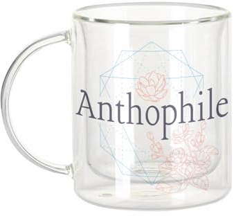 Fabulous Dubbelväggig glasmugg - ortopedisk blomma passion natur kultur - kaffekopp och isolerad 330 ml hängande effekt mot buller, tryck i Frankrike
