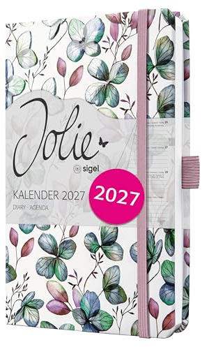 SIGEL Jolie Wochenkalender 2027 A5 beere lila Hardcover | 7J363, Mit Gummiband, Stiftschlaufe, Einstecktasche, 174 Seiten, vegan, Buchkalender, Taschenkalender