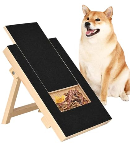Generisch Kratzbrett Hunde Mit Leckerlibox Und Krallenschleifer, 35,3x26,4cm Krallenschleifer Für Hunde Mit Snack Box Aus Holz, Multifunktional Tragbar Hundenagel-Kratzbrett